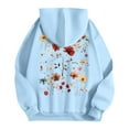 thumbnail image 4 of Women's Floral Print Hoodie Cozy Long Sleeve Pullover with Kangaroo Pocket Casual Loose Fit Sweatshirt, 4 of 4