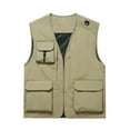thumbnail image 3 of UVEASISHA Fishing Hiking Vests for Men Lightweight Outdoor Work Vest Big and Tall Quick Dry Cargo Vest Jacket Multi Pocket Casual Travel Jackets Khaki M, 3 of 6