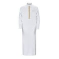 thumbnail image 1 of XDZJLR Men Shirt Loose Muslim Arab Dubai Robe Long Sleeve Retro Tops, 1 of 7