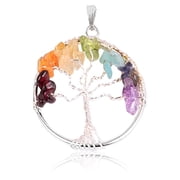 7 Chakra Tree of Life Pendant Necklace, Handmade Natural Gemstone Crystal Healing Pendant, Wire Wrapped Spiritual Meditation Jewelry, Energy Balance Charm for Women & Men