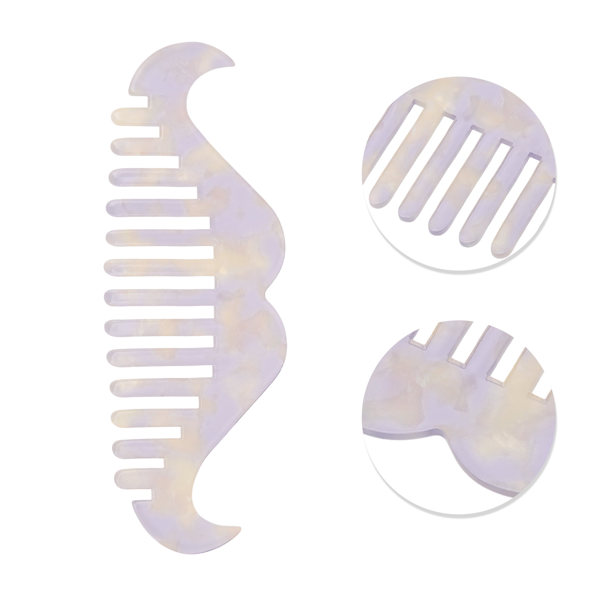 Unique Bargains 1 Pc Portable Beard Shaped Hair Comb for All Hair Types Styles Purple