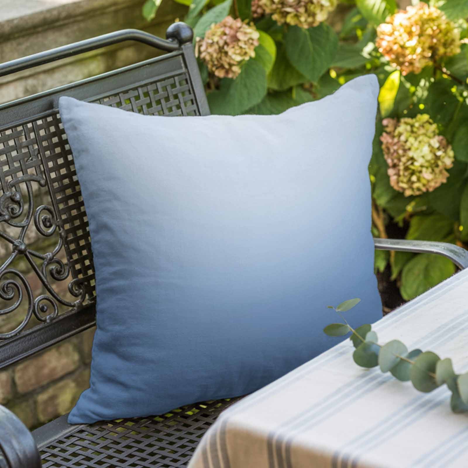 Light Blue Ombre Pillow Covers 24x24 Inch, Modern Rustic Aqua Gradient Linen Pillowcase with Invisible Zipper, Decorative Throw Pillow Covers Cushion Case for Couch Sofa Bed Living Room