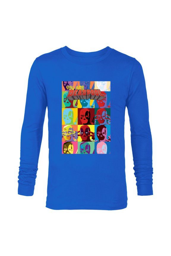 Deadpool You Are Deadpool Mask Faces Comic Cover Art - Long Sleeve T-Shirt for Men - Customized-Navy