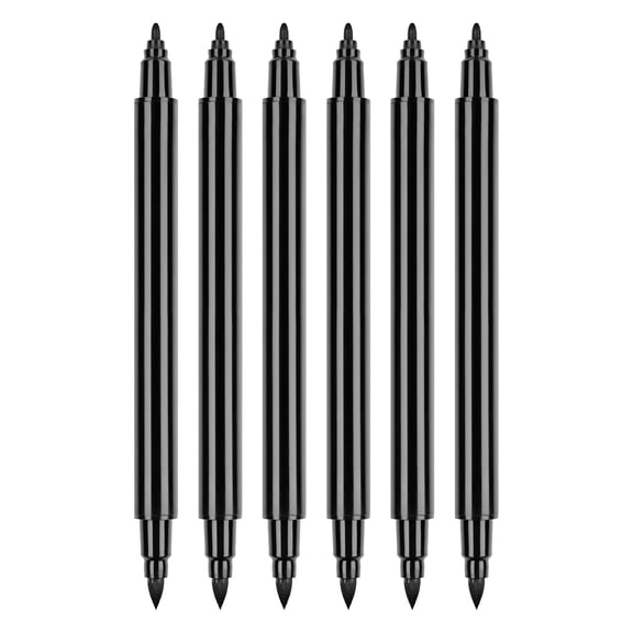6Pcs Double Tip Fabric Marker Waterproof for Clothes, Double Ended Black Fabric Marker Pen for Shirt Canvas Bag Shoes