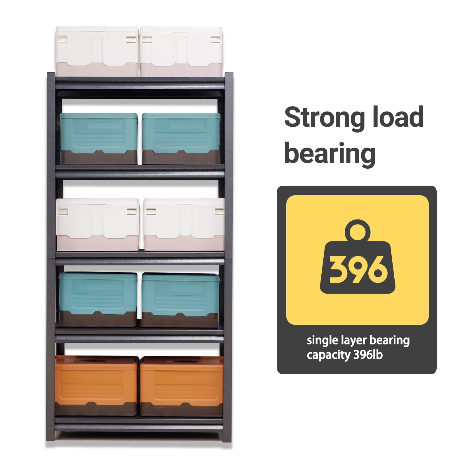 Alvantor 5 Tier Metal Shelving 31.5"W x 16"D x 63"H Heavy Duty Shelves 2000Lbs Adjustable Industrial Shelf for Garage Basement Black