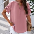 thumbnail image 5 of Valcatch Women's Dressy Casual Business Work Chiffon Blouses Tops Summer V Neck Cute Loose Petal Short Sleeve T-Shirts, 5 of 8