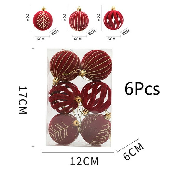 Lefu 6PCS 6cm Christmas Ball Ornaments Xmas Tree Hanging Pendants Home Party Decor 2025 New Year Noel Navidad