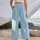 thumbnail image 1 of Pantalones Pantalones básicos con bolsillos Color sólido Pantalones texturizados para mujer Traje diario (Azul cielo S) Ygjytge Cielo azul T S para Mujer, 1 of 5