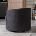 thumbnail image 7 of Accent Swivel Barrel Chair, Modern Linen Chair Round Tufted Couch with Curved Backrest and Thicken Cushion, Upholstered Leisure Chair Club Chair for Living Room, Pub or Balcony, Black, 7 of 7