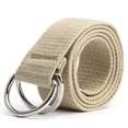 thumbnail image 2 of Women Men Canvas Waist Belts Double Rings Buckle Waistband Strap Belts, 2 of 2