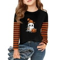 thumbnail image 2 of Drmagiyhm Girls Shirts Size 10-12 Fall Cute Halloween Floral Print Shirts Loose Casual Holidays Crewneck Tshirt Long Sleeve Tees 12-14 Years Earthy Yellow, 2 of 5
