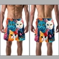thumbnail image 3 of luoweisi Men's Beach Shorts Quick Dry Swim Trunks with Mesh Lining Cartoon Cat L, 3 of 5