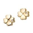 thumbnail image 2 of JewelStop 14K Yellow Gold Polished Finish .01ct Diamond Clover Stud Earrings with Push Back Clasp, 2 of 5