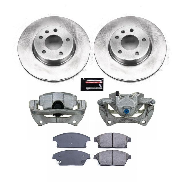 PowerStop Front Stock Replacement Brake Pad and Rotor Kit with Calipers Fits: CADILLAC Select Models KCOE6386