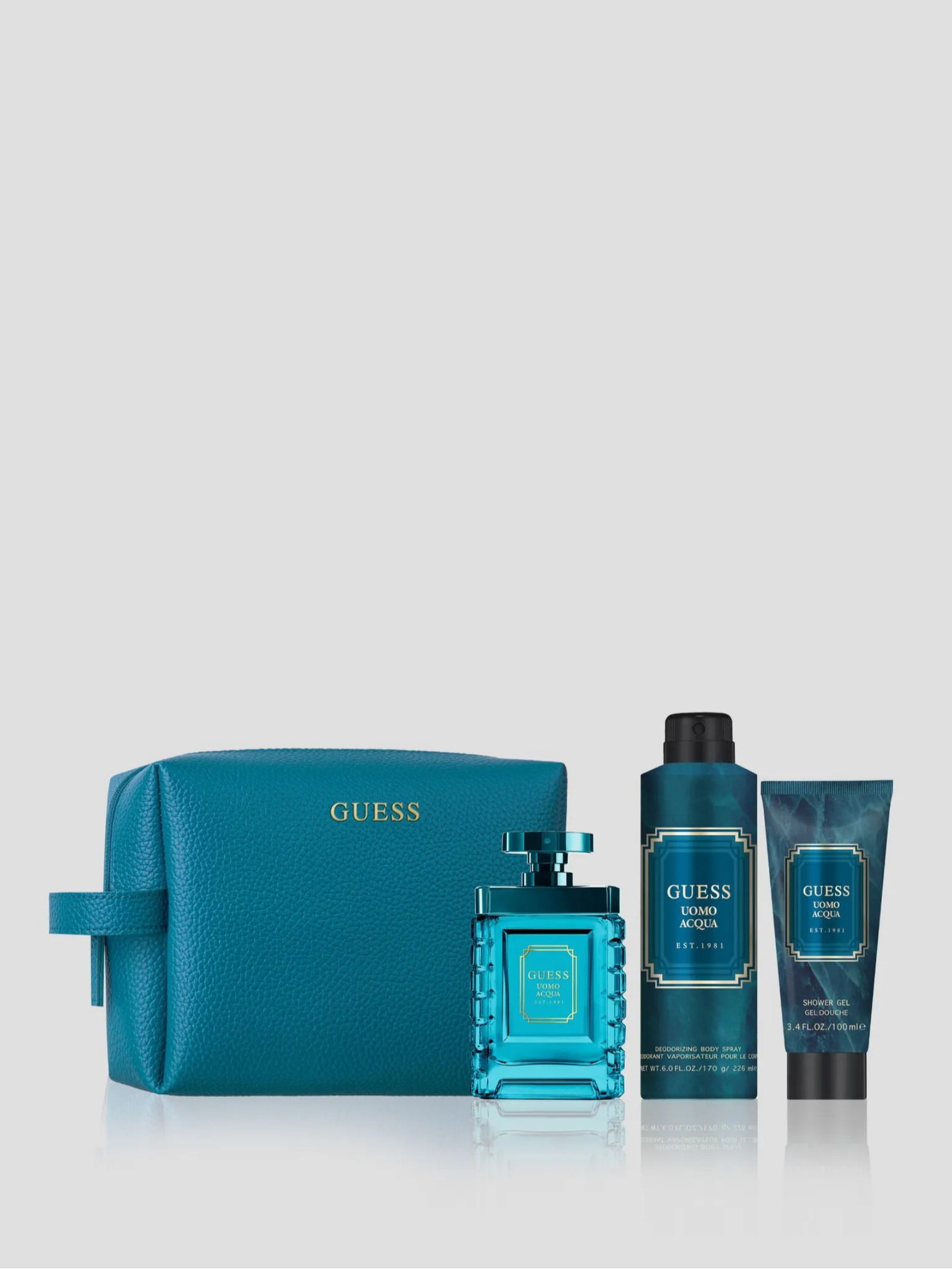 Guess Guess Uomo Acqua , 4 Pc Gift Set 3.4oz EDT Spray, 6oz