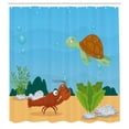 thumbnail image 2 of Ambesonne Turtle Shower Curtain, Sea Leaves Lobster Drawing, 69"Wx84"L, Deep Sky Blue and Umber, 2 of 4