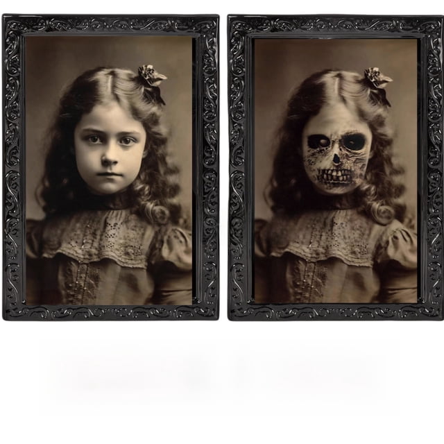 Álbum de fotos con marco de Halloween, recuerdos embrujados, retrato cambiante, diseño temático