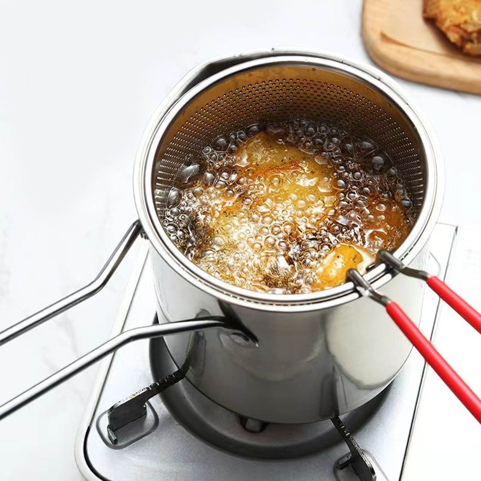 Friteuse En Acier Inoxydable Avec Panier - Mini Pot à Friture Pour Induction, 28 Cm
