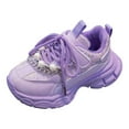 thumbnail image 3 of Dakaela 1-7 Years Toddler Sneakers for Girls Boys Pearl Sparkly Chunky Running Tennis Shoes Platform Lace up Walking Outdoor Footwear Purple, 3 of 5
