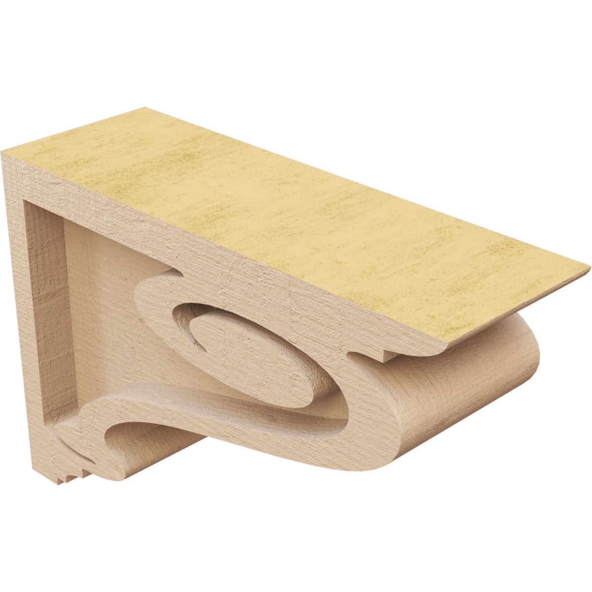 2"W x 6"D x 4"H Classic Scroll Rough Cedar Woodgrain TimberThane Corbel, Primed Tan