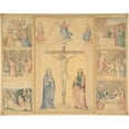 thumbnail image 2 of Edward Von Steinle 24x20 Gold Ornate Framed and Double Matted Museum Art Print Titled - Christ on the Cross with Six Scenes from the Life of Christ (ca. 1850), 2 of 4