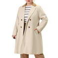 thumbnail image 1 of Abrigo de invierno de doble botonadura con solapa de muesca para mujeres de tallas grandes Agnes Orinda, con bolsillos, 2X color crema blanco, 1 of 7