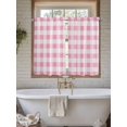 thumbnail image 7 of Kitchen Curtains 54 Inches length, Pink Checkered Window Treatment Curtain Drapes, Pink White Buffalo Plaid Thermal Insulated Drapes for Basement Hotel RV, 42"x54", 2 Panels, 7 of 7