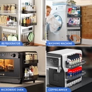 Hangfan refrigerator magnetic spice rack, 4-piece set of 100% metal strong magnetic rack, space saving spice storage rack, household kitchen and laundry storage rack, with tissue holder and hook.