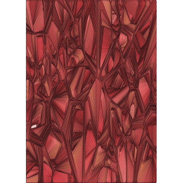 Ahgly Company Tapis d'Intérieur Lavables en Machine Rectangle Transitionnel Rouge Canneberge, 2' x 5'