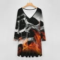 thumbnail image 4 of Dark Skull Long Sleeve Dresses For Women Vintage Elegant Party Dress Oversized V-neck Dress S-8XL, 4 of 7