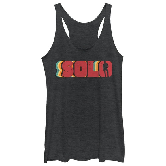 Women's Solo: A Star Wars Story Retro Solo Name  Racerback Tank Top Black Heather X Small
