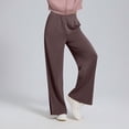 thumbnail image 4 of Cotton Wide Leg Pants for Women with Slits Elastic High Waist Loose Casual Fall Spring Baggy Lounge Sweatpants (M, Coffee), 4 of 7