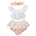 thumbnail image 1 of Guardurnaity Ropa de bebé, conjunto de camiseta de manga corta para niña, pantalones cortos para niña, calzoncillos, diadema conjuntos de ropa Blanco 90cm, 1 of 6