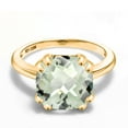 thumbnail image 3 of Gem Stone King 18K Yellow Gold Plated Silver Green Prasiolite Double Prong Ring for Women (3.75 Cttw, Cushion Checkerboard 10MM, Gemstone Birthstone, Available in Size 5, 6, 7, 8, 9), 3 of 6