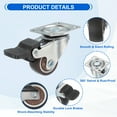 thumbnail image 3 of Ruedas de carro Uxcell de 1 pulgada, juego de 8 ruedas giratorias de TPR de alta resistencia con freno de 33 Lbs para muebles, marrón, 3 of 7
