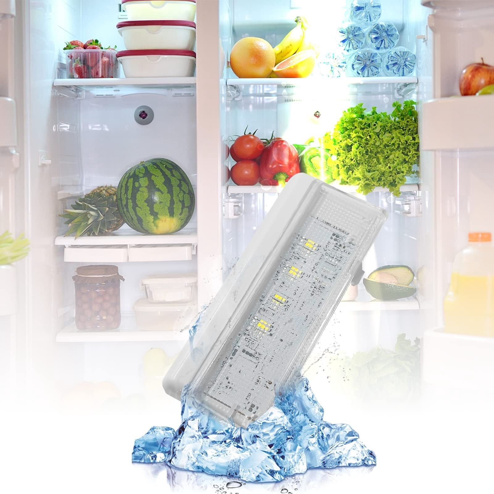 W10515058 and W10515057 Refrigerator LED Light 2PCS with Cover Compatible for Kenmore Maytag Whirlpool Refrigerator LED Light Replaces WRS325FDAM02 WRS325FDAM04
