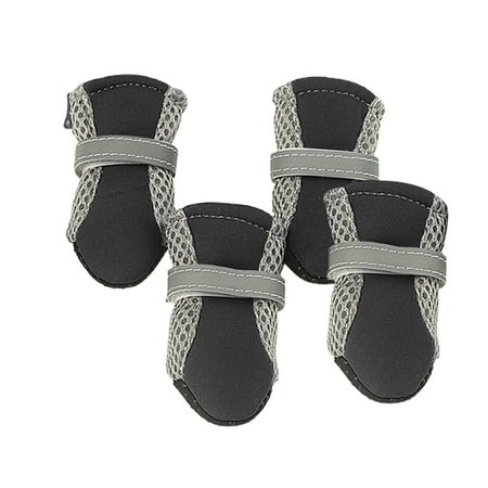 Aruwei 4Pcs Dog Shoes Magic Sticker Closure Breathable Fabric Non-Slip Puppy Boots for Outdoor