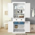 thumbnail image 5 of Storage Cabinet Freestanding Pantry Cupboard with Large Drawer and 3 Adjustable Shelves Tall White Kitchen Pantry, 5 of 6