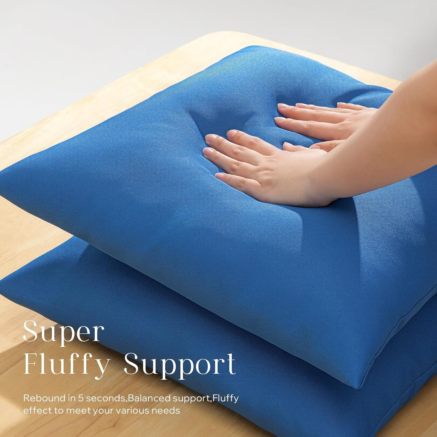 Phantoscope Outdoor Pillow Inserts - Pack of 2 Square Form Water Resistant Decorative Throw Pillows, 18" x 18", Blue