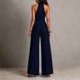 thumbnail image 5 of TOUMENY Fall Jumpsuits for Women Wide Leg High Waist Ruched Drawstring Jumpsuit V Neck Sleeveless Bohemian Loose Romper Dark Blue XXXL, 5 of 6