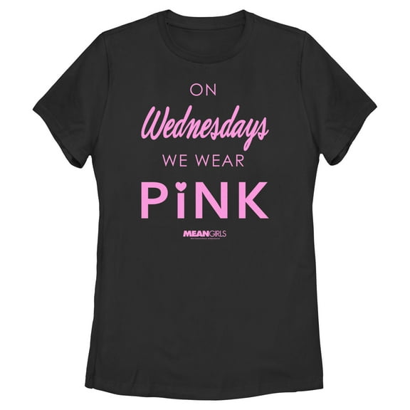 Women's Mean Girls On Wednesdays We Wear Pink Official Logo Graphic Tee Black Medium