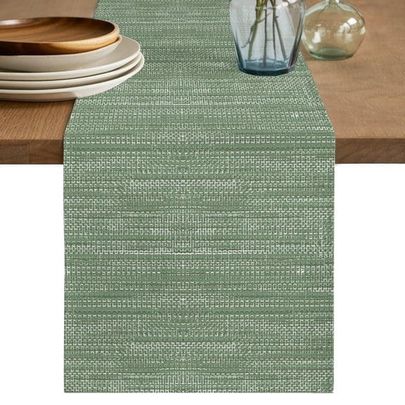 Sage Green Table Runner, Country Vintage Minimalist Solid Color Backdrop Cotton Linen Table Cloth, Tablerunner for Kitchen Dining Party Wedding Home Decor 13x60 Inch