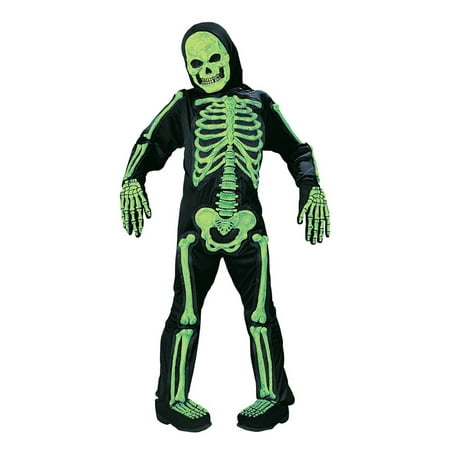 Fun World Scary Green Bones Skeleton Kids Halloween Costume - Medium