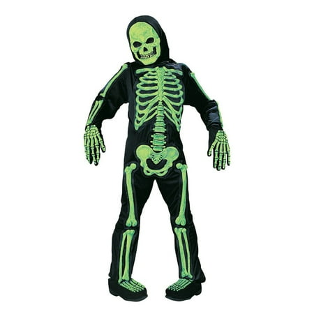 Fun World Scary Green Bones Skeleton Kids Halloween Costume - Medium (Best Scary Group Costumes)