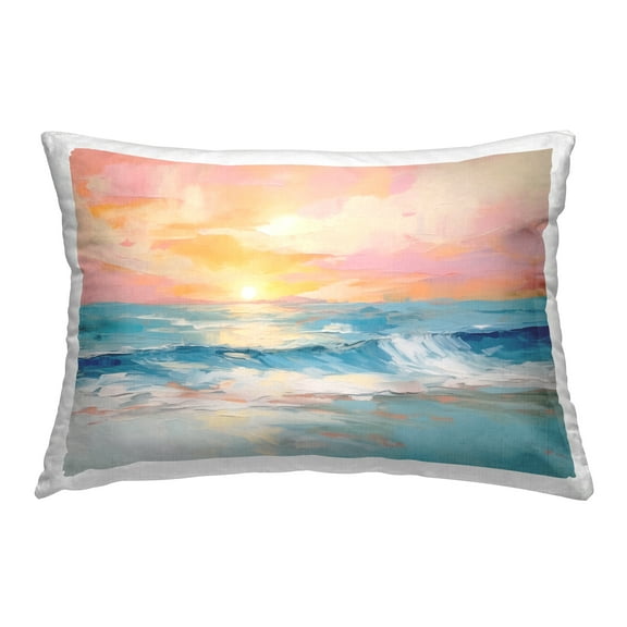 Stupell Industries Beach Waves Bright Sunset Decorative Printed Throw Pillow Design by Arlington Prints.