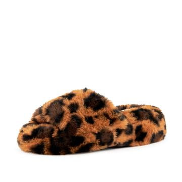 

Nest Shoes Women s Geneva Leopard Faux Fur Slide Slippers | Eco-friendly Shoes