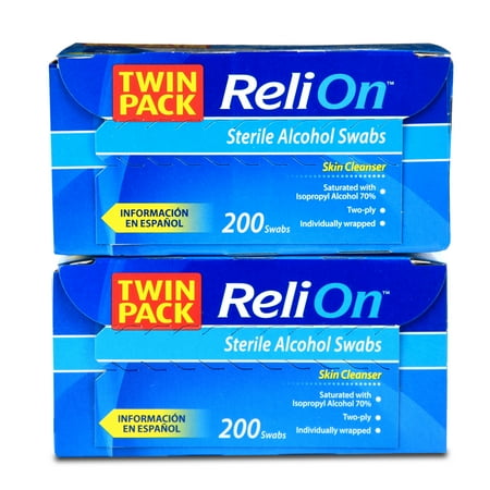 Relion Sterile Skin Cleansing Isopropyl Alcohol Swabs, 100 Ct, 2 Pk