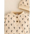 thumbnail image 4 of GXFC Infant Boys Fall Onesie Clothes 3M 6M 12M 18M Newborn Boys Long Sleeve Buttons Down Cactus Print One Piece Jumpsuits Bodysuit with Hat Outfits Autumn Clothing for Baby Boys, 4 of 8