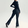 thumbnail image 6 of TZZQ Womens 2 Piece Yoga Outfits Fitted Long Sleeve Zipper Crop Jackets High Waist Elastic Flare Pants Slim Fit Casual Matching Outfits Flare Legging Workout Sets Athletic Clothing Sets Navy Xl, 6 of 7