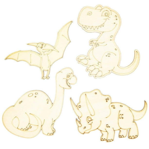 painted wooden dinosaur cutouts